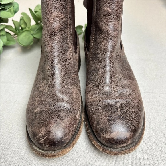 John Fluevog Chelsea Boots Brown Distressed Leather Pull On Women’s Size 8W - Picture 5 of 16